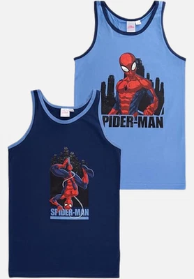 Spider-Man Unterhemd für Jungen Kinder Tank Top Unterwäsche Blau (2er Pack)