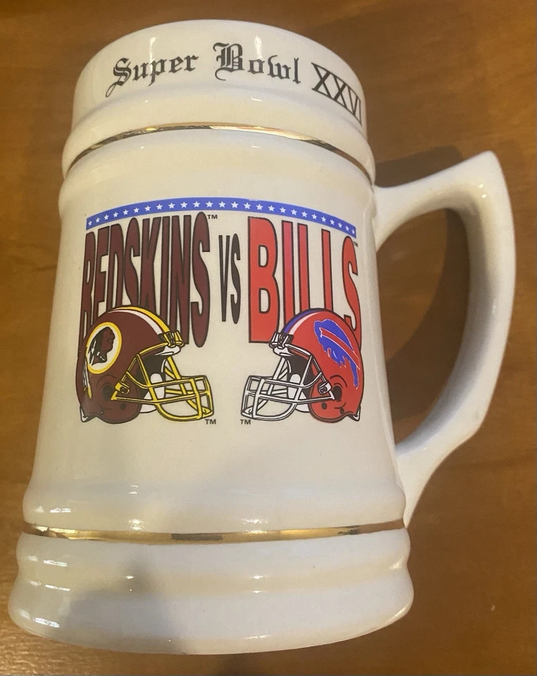 REDSKINS/BILLS SUPER BOWL XXVI 26 TAZA CERÁMICA PIEDRA Foto 3 de 3