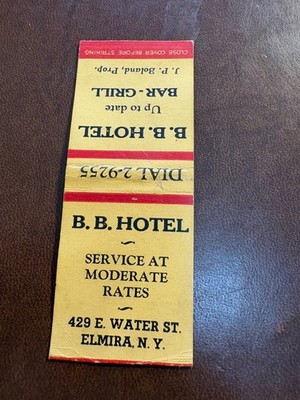 Matchbook cover - B. B. Hotel - Elmira NY - M121 - comb. ship!