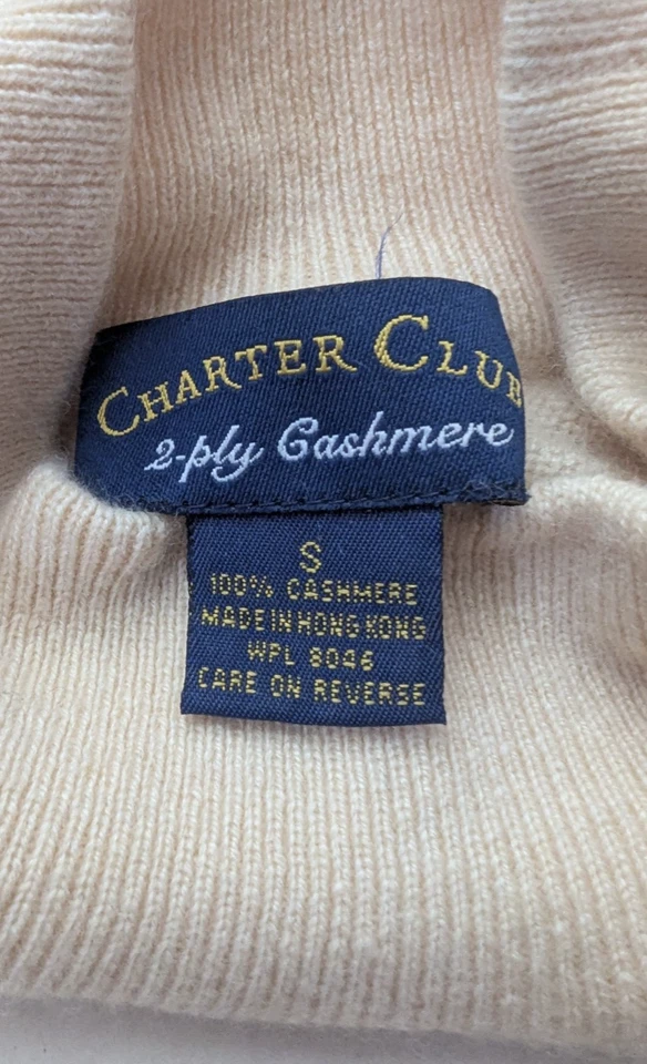 Suéter Charter Club de 2 capas de cachemir cuello alto para mujer talla pequeña amarillo  Foto 3 de 4