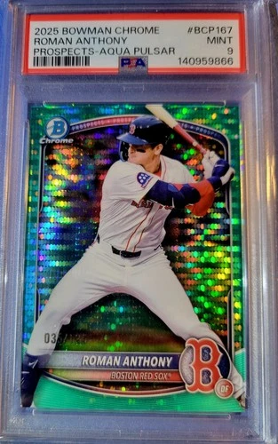 2025 Bowman Chrome Prospects Roman Anthony /125 Aqua Pulsar Red Sox RC Low Pop