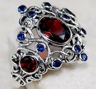 2CT Fire Garnet 925 Sterling Silver Filigree Look Ring Sz 6 F6-2 — photo 2
