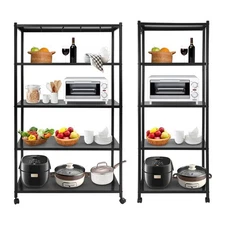 Kitchen Storage Shelf With Wheels Adjustable 5-tier Shelving Rack Storage Rack