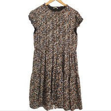 Kirundo Ditsy Foral Black Orange Bohemian Cottagecore Dress Sz XL