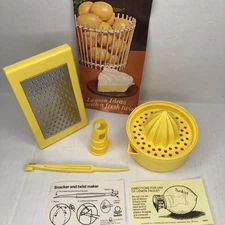 Vtg 1975 Sunkist Lemon Tools Recipes Kit Grater Juicer Twist Faucet