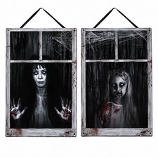 2 Pack Ghost Curtain Halloween Ghost Decorations Outdoor Window Cover Spooky Par