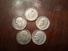 Lot of 5  Eisenhower Dimes. 90% Silver. Pre1964.  Random Dates and Condition