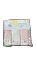 Burt's Bees Baby 6 Pack Washcloths Blossom Pink Organic Cotton 9x9"