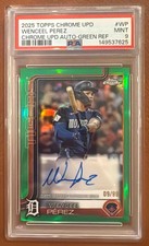 2025 TOPPS CHROME #WP WENCEEL PEREZ AUTO-GREEN REF /99 PSA 9