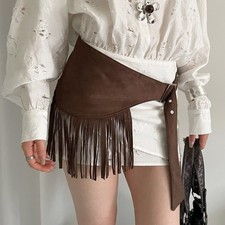 Fringe Mini Skirts Cowboy Style Triangle Butt Curtain  Streetwear