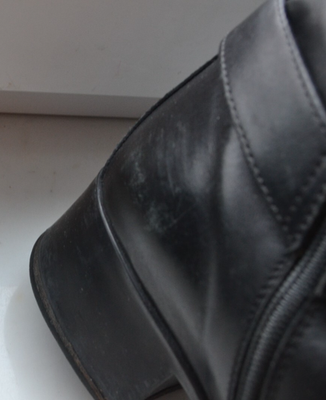 Vintage Womens PRADA Tall Boots Logo Biker Moto Zip Buckle