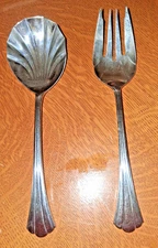 Excel Stainless Serving Fork And Ladle Spoon with a Ribbed Design