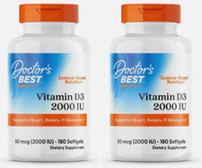 2 - Doctors BEST Vitamin D3 2000 IU, Non-GMO, Gluten Free, Soy Free 180 Softgels