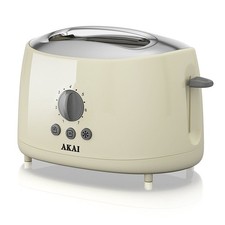 Akai 2 Slice Toaster 700W Electric Wide Slot Compact Cool Touch Cream A20001C R