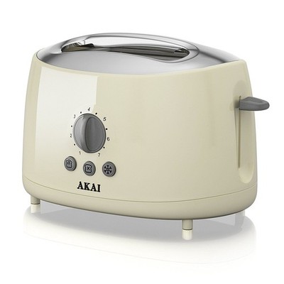 Akai 2 Scheiben Toaster 700W Elektrisch Breiter Schlitz Kompakt Cool Touch Creme A20001C
