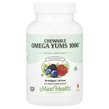 2 X Maxi Health, Chewable Omega Yums 1000�, Natural Fruit, 110 Softgels