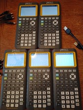 Lot of 5 TI-84 Plus CE graphing calculators, ...