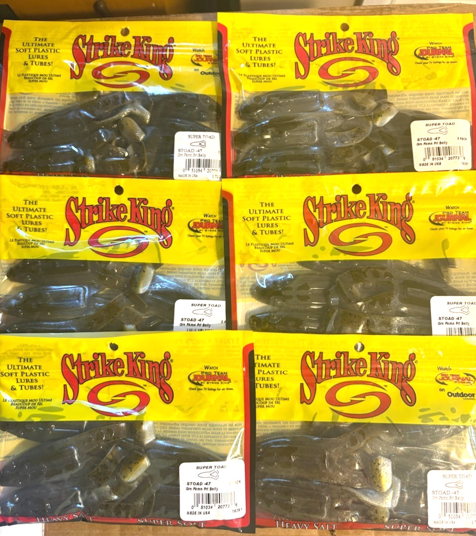 6 NEW Packs STRIKE KING Discontinued 4" SUPER TOAD Topwater BUZZ TOAD FROGS #47 - Image 1
