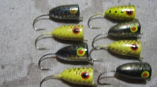 8 Vintage Unknown Hand Made Topwater Wood  Popper Lure Lures Tyler Texas