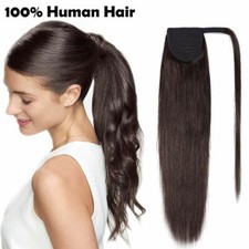 Coda Extension Capelli Veri Clip Lisci Code di Cavallo Fascia Unica Ponytail Ext