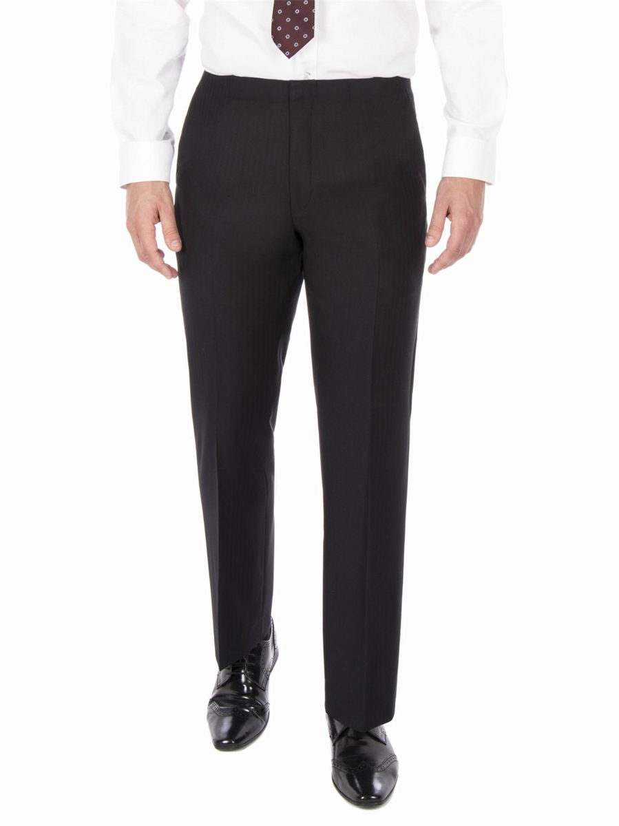 Mens Black Herringbone Trousers 100% Pure Wool Morning Suit Trouser Regular  Fit