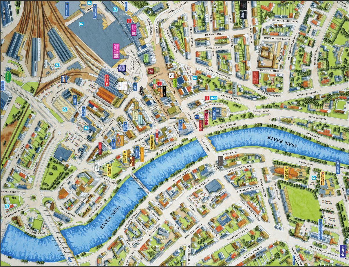 Cityscapes Street Map Of Inverness 400pc Jigsaw Puzzle 470mm x 320mm  CLEARANCE