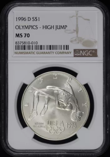 1996-D Olympics - High Jump Silver Dollar Commemorative NGC MS-70