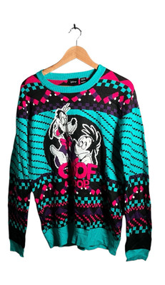 Disney Goof Troop Pullover Herren Gr. XL Goofy Max Strickpullover Rundhals bunt
