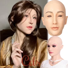Realistic Silicone Female Face Mask Crossdresser Head Mask For women For Cosplay