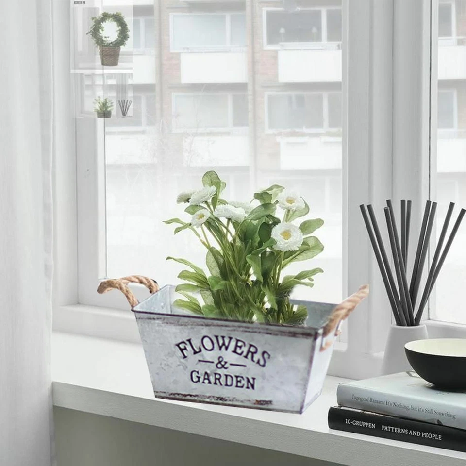 Vintage Metal Flower Pot Old Retro Style Garden Decoration Flower Bucket Wrought - Image 4 of 4