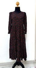 Ladies Zara Black/Red Floral Spotty Tiered Midi Smock Dress -  Size XS