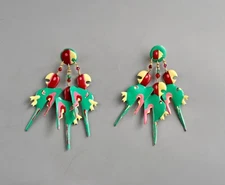 Lunch At The Ritz Parrot Earrings - LATR  Polly Wanna Birds Designer 4 3/8" Long