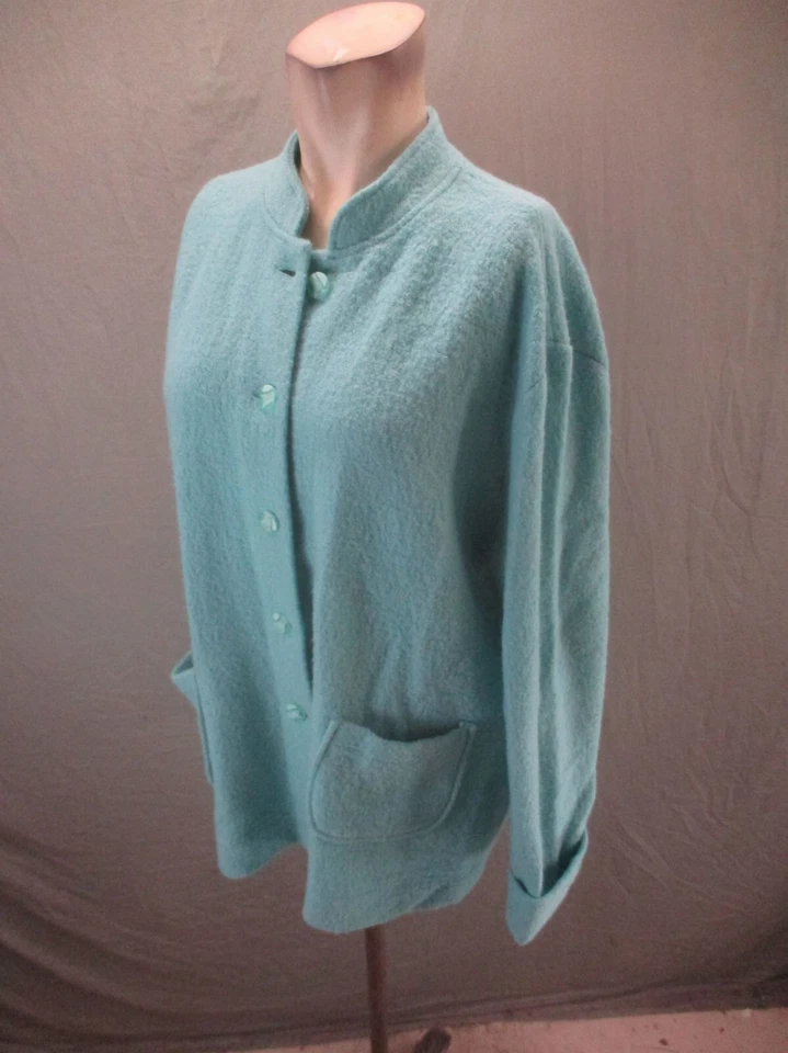 Norm Thompson Size L Womens 100% Wool Pocket Long Sleeve Button Up Cardigan 376 - Image 3 of 4