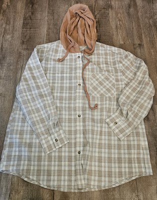 Women's Lightweight Hooded Plaid Flannel Size XL