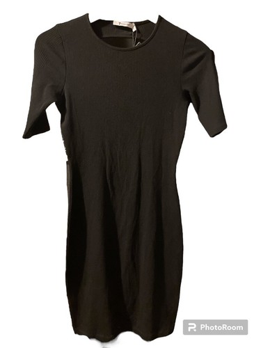 Alexander Wang T schwarzes Kleid kleiner gerippter Ausschnitt Neu mit Etikett - Bild 5 von 9