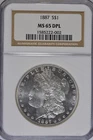 1887 $1 Morgan Silver Dollar NGC MS 65 DPL