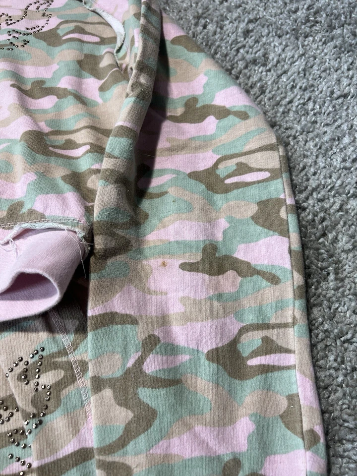 Traje de chándal vintage Y2k para mujer rosa camuflado talla grande con capucha cremallera pierna ancha sudaderas Foto 3 de 4
