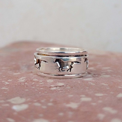 Horse Spinner Ring 925 Sterling Silver Handmade Jewelry Band Ring All Size SR614