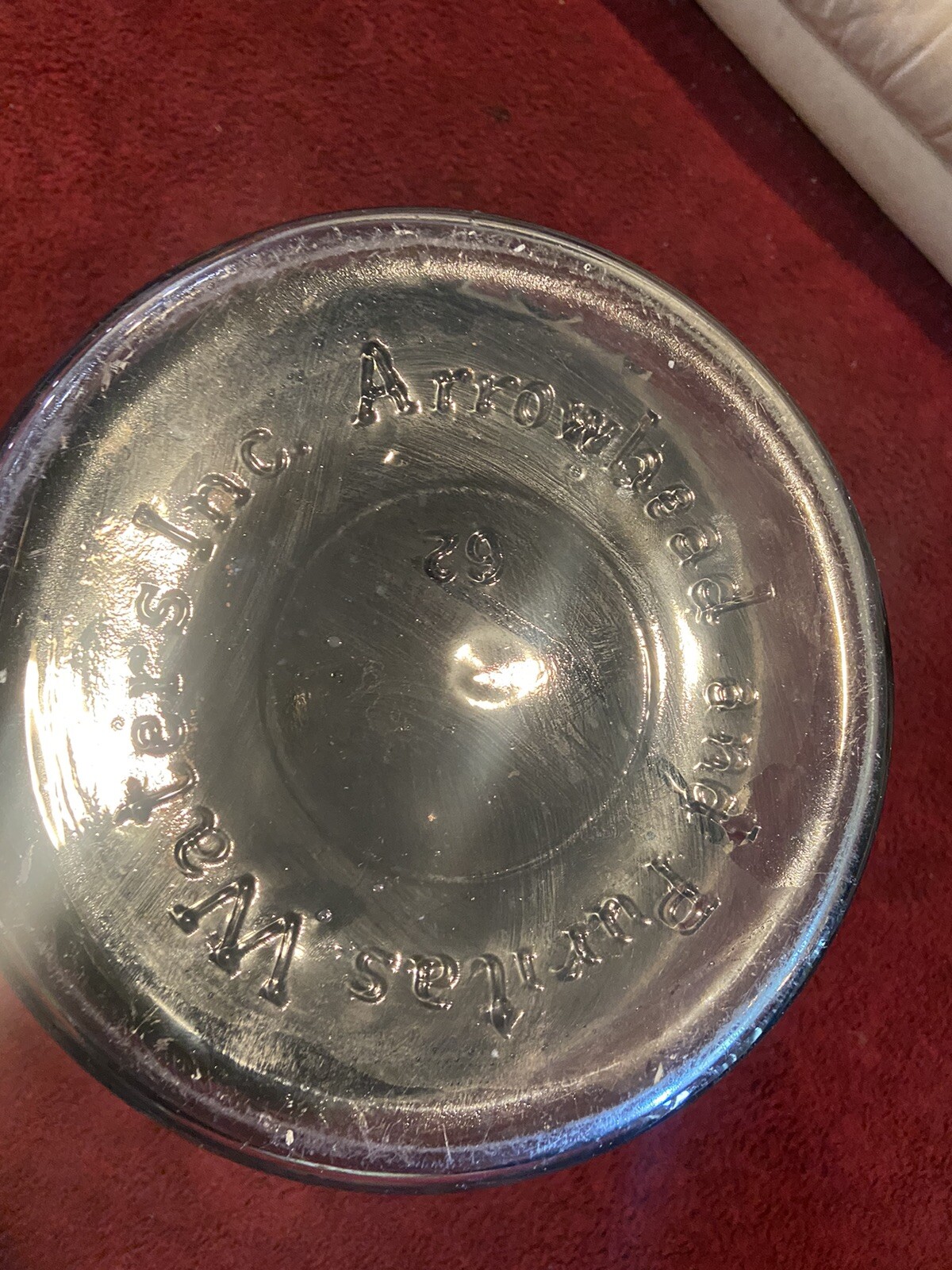 2 Vintage 5 Gallon Glass Water Jugs. Embossed with Arrowhead & Puritas