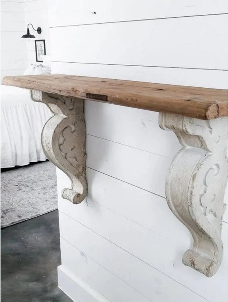 Floating Wall Mount Molding Ledge Handmade Wood Corbel Reclaimed Shelf Style
Opens in a new window o