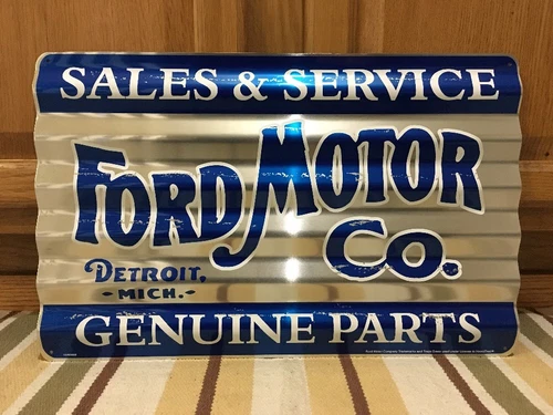 Ford Motor Company Metal Sign Sales Service Parts Vintage Style Gas Oil Pump Car