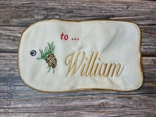 Frontgate Christmas Santa Bag Gift Present Boys NAME TAG Small Print WILLIAM