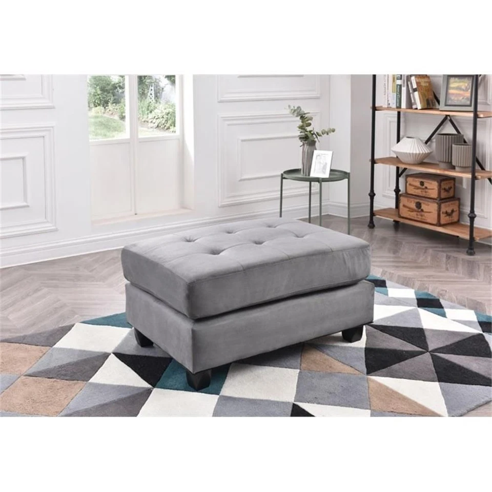Glory Furniture Malone Microsuede Ottoman in Gray - Image 2 of 4