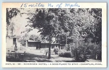 Champlin Minnesota Postcard Riverview Motel Good Place Stay 1940 Vintage Antique