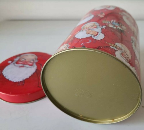 Vtg Tins Santa Smoking a Pipe Matching Set of 3 Tray Candle & Container - Picture 11 of 12