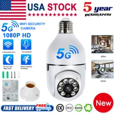 Panorama Screw in Light Bulb Security Camera Outdoor 2.4G/5G WiFi 1080P Smart US