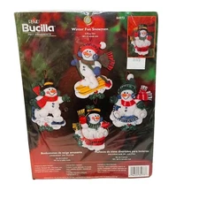 Christmas Bucilla Holiday Felt Ornament Kit 84973 Winter Fun Snowmen 4 Piece Set