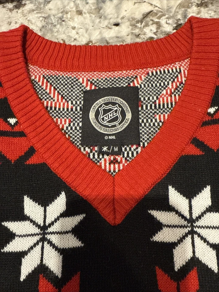 Suéter para mujer Chicago Blackhawks NHL vacaciones Navidad cuello en V talla mediana Foto 3 de 4