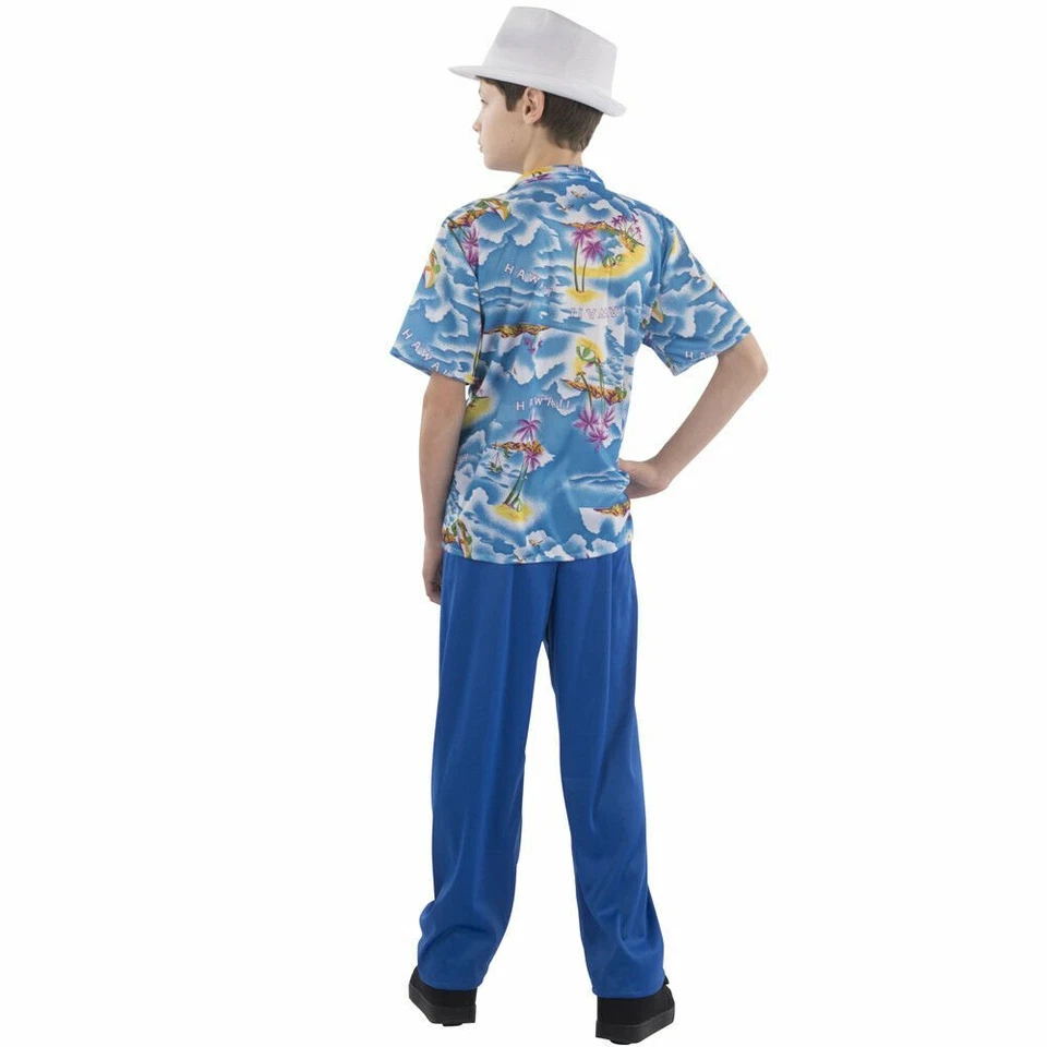 Vestido América Azul Hawaiano Camisa y Pantalones Traje Tropical Disfraz para Niños Foto 2 de 2