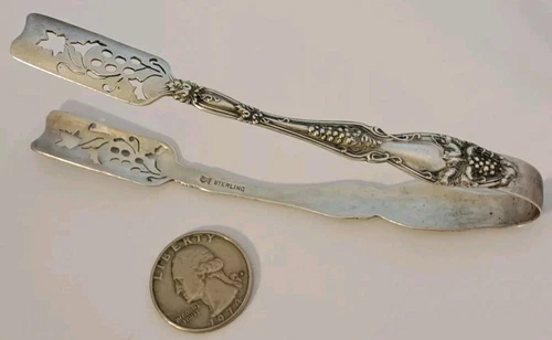VTG Sterling Silver INTERNATIONAL Individual Asparagus Tongs CLOETA 1904 No Mono